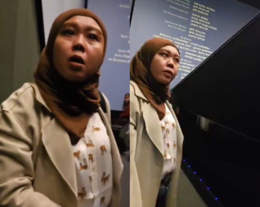 Viral emak-emak marah dan ngamuk saat ditegur seorang pria gegara rekam film didalam bioskop. Foto: Tangkap layar X @akbarry