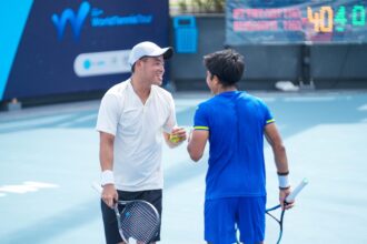 Muhamad Rifqi Fitriadi untuk menggapai gelar juara di tunggal dan ganda putra, M-15 Amman Mineral Men's World Tennis Championship Seri Pertama