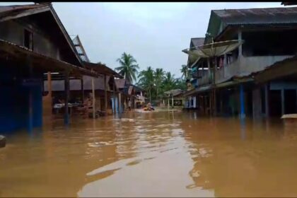 Kondisi rumah warga terdampak banjir di Kecamatan Muara Batang Gadis, Kabupaten Mandailing Natal, pada (23/12/2024) hingga Jumat (27/12) banjir berangsur surut. Foto : BPBD Kabupaten Mandailing Natal