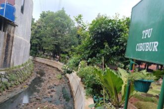 Kali di kawasan sekitar Tempat Pemakaman Umum (TPU) Cibubur, Jakarta Timur, yang mengalami pendangkalan, Selasa (31/12/2024). Foto: Joesvicar Iqbal/ipol.id