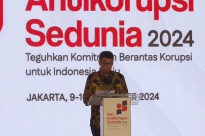 Ketua Komisi Pemberantasan Korupsi (KPK), Nawawi Pomolango dalam peringatan Hari Antikorupsi Sedunia (Hakordia) 2024 di Gedung Juang KPK, Jakarta Selatan, Senin (9/12/2024). Foto: Live streaming YT @kpkri