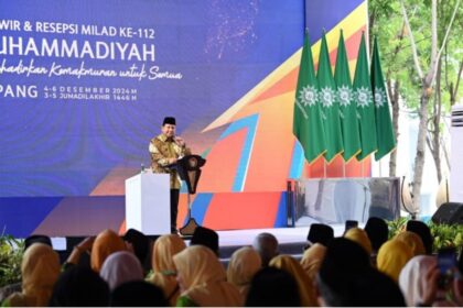 Presiden Prabowo Subianto secara resmi membuka Sidang Tanwir dan Resepsi Milad ke-112 Muhammadiyah di Universitas Muhammadiyah Kupang, Provinsi Nusa Tenggara Timur (NTT), Rabu (4/12/2024). Foto: BPMI Setpres