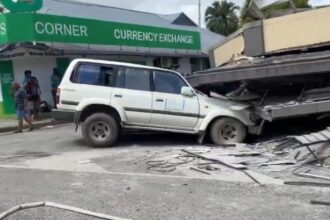 Kerusakan akibat gempa di Vanuatu. Foto: Tangkapan video X