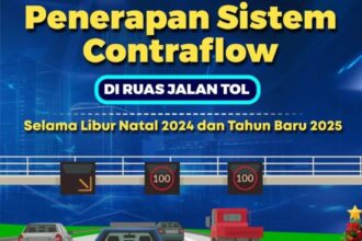 Jadwal penerapan contraflow di ruas jalan tol selama libur Natal 2024 dan Tahun Baru 2025. Foto: Instagram @korlantaspolri.ntmc