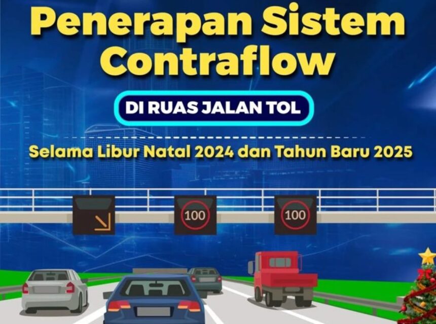 Jadwal penerapan contraflow di ruas jalan tol selama libur Natal 2024 dan Tahun Baru 2025. Foto: Instagram @korlantaspolri.ntmc