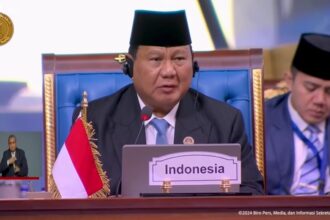 Presiden Prabowo Subianto memberikan sambutan pada sesi pleno KTT Ke-11 D-8, di Istana Kepresidenan New Administrative Capital, Kairo, Mesir, pada Kamis (19/12/2024). Foto: Tangkapan YouTube BPMI Setpres