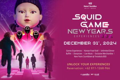 Santika BSD City hadirkan sensasi permainan squid game dan foto bareng Young Hee dalam menyambut tahun baru. (Ilustrasi Santika BSD City)