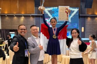 Atlet cilik Indonesia pemecah rekor peraih 16 Medali emas, Angelaida Agil Maharany di kompetisi Johor Gold Cup Dancesport Championship, Johor, Malaysia. Foto: ist