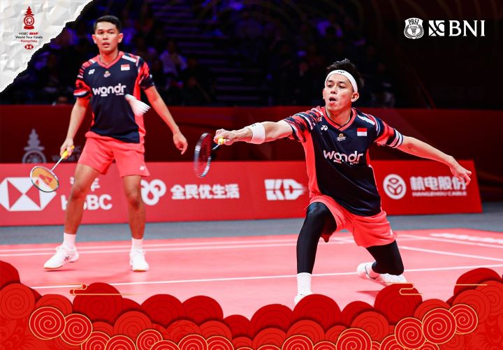 Fajar/Rian akan bermain di semifinal BWF World Tour Finals 2024 hari ini. Foto: PBSI