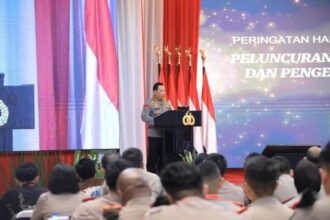 Kapolri dalam acara peluncuran Buku Pendidikan Antikorupsi di Gedung PTIK, Jakarta Selatan. Foto: Polri