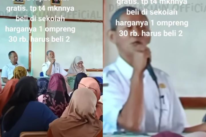 Orang tua murid diminta beli wadah makan di sekolah untuk program makan gratis. Foto: Tangkap layar IG @dramakuin.official