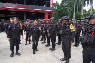 Dansat Brimob Polda Metro Jaya, Kombes Gatot Mangkurat Putra dalam Apel Gelar Pasukan pada Kamis (19/12/2024) pukul 13.00 WIB, di Markas Komando Satbrimobda Metro Jaya. Foto: Kasi TIK Satbrimob Polda Metro Jaya, Ipda Daniel Bachrul Rohmat