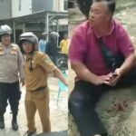 Polisi anggota Polres Prabumulih tendang pengendara hingga berdarah. Foto: Tangkapan layar Instagram @palembang_jurnalis