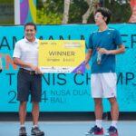 Petenis Korea Selatan Hyeon Chung tampil sebagai juara tunggal putra M-25 Amman Mineral Men's World Tennis Championship 2024.