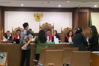 Suasana sidang pertama Bukalapak.com dan PT Harmas Jalesveva. (istimewa)