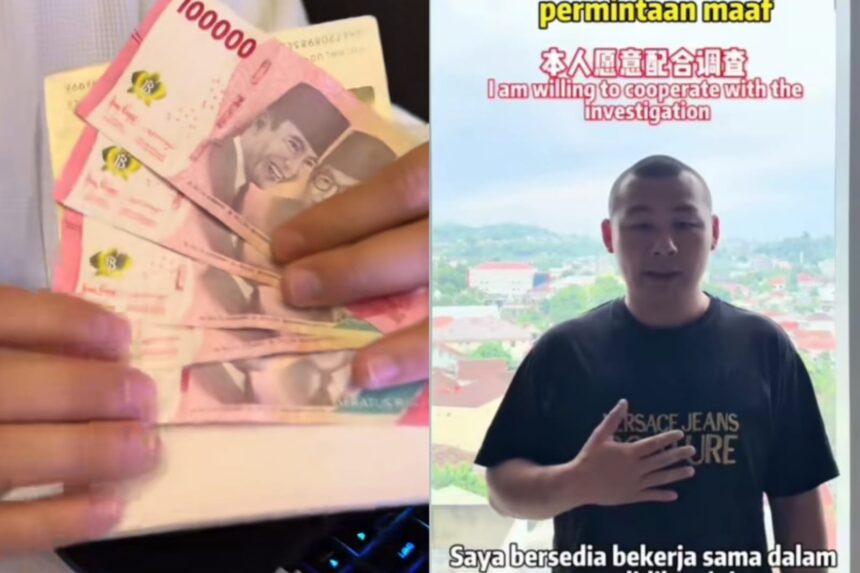 WN China buat klarifikasi dan permintaan maaf video konten diduga menyogok atau memberikan suap uang Rp500 ribu, kepada petugas Imigrasi di Bandara Internasional Soekarno Hatta (Soetta) Tangerang. Foto: Tangkap layar IG @lambe_turah