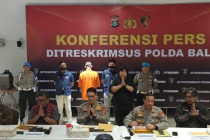Polda Bali membeber kasus alih fungsi lahan yang menyeret tersangka WNA Jerman. Foto: Ist