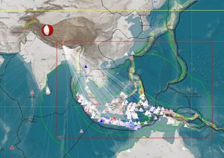 Gempa bumi mengguncang wilayah kaki bukit bagian utara Himalaya dekat salah satu kota suci di Tibet, Selasa (7/1/2025). Foto: Insta@daryonobmkg