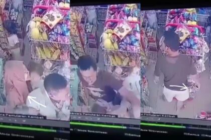 Seorang pria menganiaya istrinya di supermarket menggunakan batu bata. Foto: Tangkap an layar X @bacottetangga_