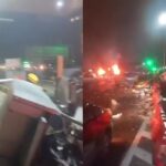 Kecelakaan di Gerbang Tol Ciawi 2 Selasa (4/2/2025) malam. Foto: Tangkapan layar