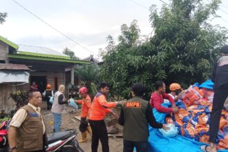 Petugas gabungan mendistribusikan bantuan logistik bagi warga terdampak angin puting beliung di Kabupaten Luwu, Sulawesi Selatan, pada Jumat (7/2/2025). Foto: BPBD Kabupaten Luwu