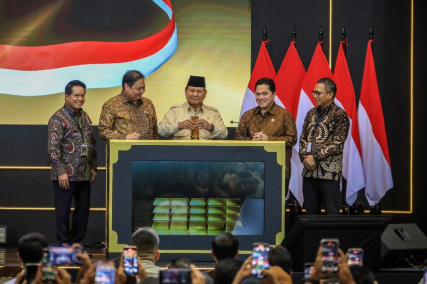 Presiden RI Prabowo Subianto telah meresmikan Layanan Bank Emas Pegadaian dan Bank Syariah Indonesia (BSI) pada Rabu (26/2) di The Gade Tower (Kantor Pusat Pegadaian), Jakarta.