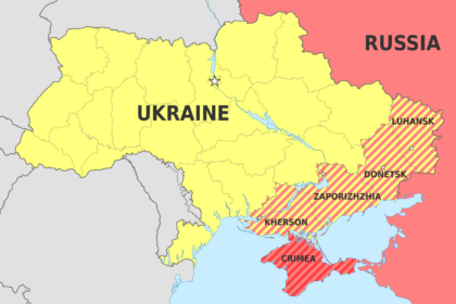 Peta wilayah Ukraina dan Rusia serta wilayah yang dipersengketakan. Foto: Wikipedia