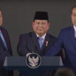 Presiden Prabowo Subianto didampingi mantan Presiden Susilo Bambang Yudhoyono dan Jokowi meluncurkan Danantara di kompleks Istana Kepresidenan, Jakarta, Senin (24/2/2025). Foto: Tangkapan layar YouTube Sekretariat Presiden