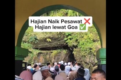 Masyarakat yang antre masuk ke dalam Goa Safarwadi. Foto: X @kegblgnunfaedh