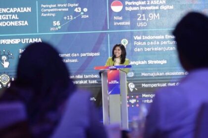 Menkomdigi Meutya Hafid menjadi keynote speech di Hotel Westin, Jakarta Selatan. Foto: Anhar/Komdigi