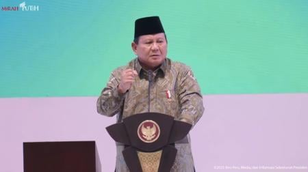 Presiden Prabowo Subianto saat menyampaikan sambutan pada Resepsi Hari Lahir (Harlah) ke-102 Nahdlatul Ulama (NU) di Istora Senayan, Jakarta, Rabu (5/2/2025) malam. (Foto: YouTube Sekretariat Presiden)