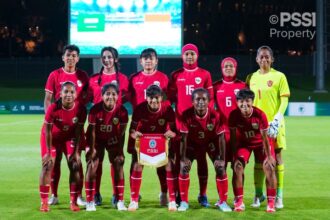 Timnas Putri Indonesia yang mengalahkan tuang rumah Arab Saudi saat laga persahabatan di Ryadh. Foto: PSSI