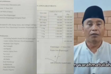 Surat yang meminta THR ke perusahaan di Kecamatan Klapanunggal, Kabupaten Bogor, Jawa Barat. Foto: Tangkapan layar @medsoszone