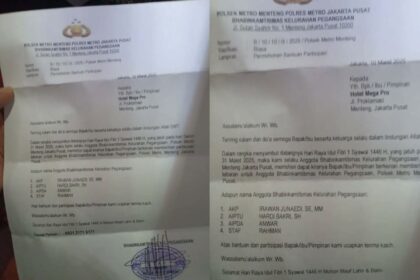 Beredar surat permohonan bantuan THR untuk anggota Polsek Metro Menteng Jakarta Pusat kepada para pengusaha. Foto: X @neVerAlonely