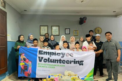 Kantor Cabang BPJS Ketenagakerjaan Jakarta Ceger menggelar kegiatan Employee Volunteering di Panti Asuhan Yayasan Rumah Harapan Setu, Cipayung, Jakarta Timur
