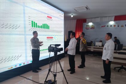 Deputi Bidang Koordinasi Keamanan dan Ketertiban Masyarakat Kemenko Polkam, Brigjen Pol Asep Jaenal Ahmadi, saat melaksanakan pemantauan situasi kondisi keamanan pada hari libur Perayaan Hari Raya Idulfitri 1446 H, di pos terpadu gerbang tol Kalikangkung Semarang, Kamis (27/3/2025). Foto: Humas Kemenko Polkam