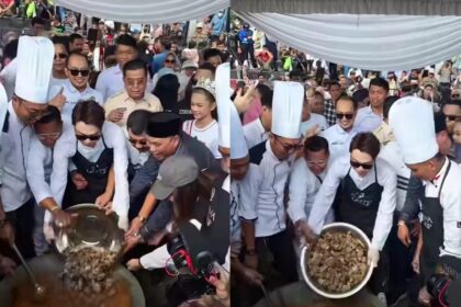 Pemkot Palembang menggelar acara masak daging rendang sebanyak 300 kilogram untuk dibagikan ke warga. Foto: Tangkap layar IG @suzannita