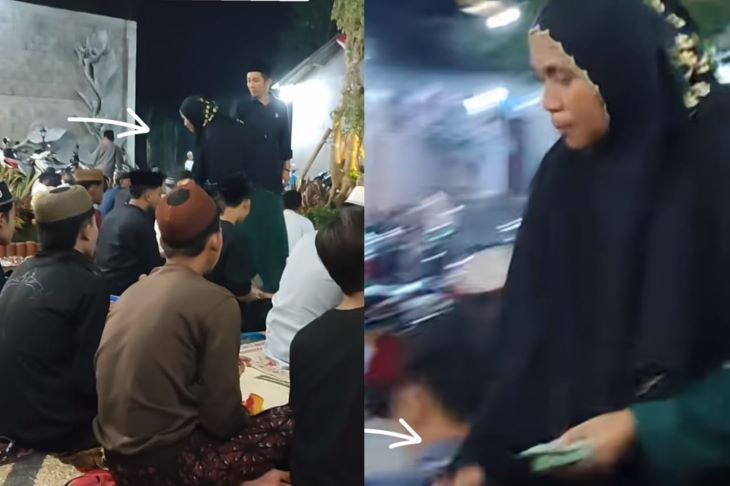 Salat tarawih berhadiah uang di Kabupaten Malang, Jawa Timur menarik ribuan jemaah berdatangan. Foto: Tangkap layar TikTok @sadely_official