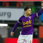 Calon pemain naturalisasi timnas Indonesia, Dean James, saat merayakan gol bersama klub Liga Belanda, Go Ahead Eagles. (DESTENTOR.NL)