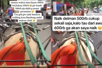 Wisatawan Kaget Diminta Bayar Rp600 Ribu Naik Delman saat liburan. Foto: Tangkap layar TikTok @Kumalasariaziz