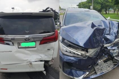 Kronologi, Mobil Listrik dan Alphard, Tabrakan Terminal 3 Bandara Soetta