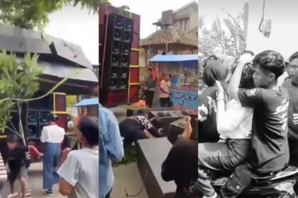 Penonton tertimpa sound horeg di Desa Sumber Anyar, Kecamatan Jambesari Darus Sholah, Bondowoso, Jawa Timur. Foto: Tangkapan layar Instagram @fakta.indo