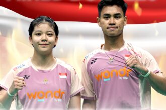 Pebulu tangkis ganda campuran Indonesia Jafar Hidayatullah/Felisha Nathaniel Pasaribu. Foto: X @INABadminton