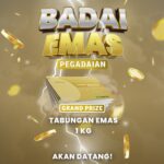 Bank Emas Pegadaian. Pegadaian akan kembali hadirkan program loyalitas bagi para nasabah setianya, Badai Emas Pegadaian 2025. Program undian tahunan ini dimulai pada bulan Mei 2025 hingga akhir Desember 2025, dengan 2 (dua) periode undian.