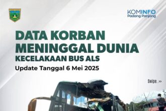 Data korban meninggal dunia pasca kejadian kecelakaan bus Antar Lintas Sumatera (ALS) yang merenggut belasan korban jiwa di Padang Panjang, Sumatera Barat (Sumbar), Rabu (7/5/2025). Foto: Kominfo Padang Panjang-Ist