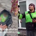 Seorang pengemudi ojek online (ojol) mendapat orderan dari customer tas berisikan bayi di Medan, Sumatera Utara pada Kamis (8/5/2025) pagi. Foto: Tangkap layar IG @tkpMedan