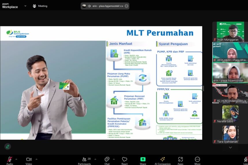 Kantor Cabang BPJS Ketenagakerjaan Plaza BPJamsostek menggelar sosialisasi program Jaminan Sosial Ketenagakerjaan (Jamsostek) secara telekonferensi kepada perwakilan perusahaan binaan. Beberapa poin sosialisasi antara lain aplikasi Jamsostek Mobile (JMO) dan Manfaat Layanan Tambahan (MLT) untuk pembiayaan perumahan.