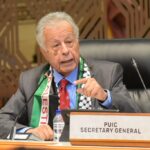 Kepala Delegasi Parlemen Palestina, Mohammad Mousa Subeih dalam rangkaian Konferensi ke-19 Persatuan Parlemen Negara-Negara Organisasi Kerja Sama Islam (OKI) atau Parliamentary Union of the OIC Member States (PUIC) yang digelar di Kompleks Parlemen, Senayan, Jakarta, pada 12-15 Mei 2025. Foto :
