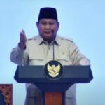 Presiden Prabowo Subianto, yang juga menjabat Ketum Partai Gerindra, berpidato dalam Kongres IV PP Tidar di Jakarta, Sabtu (17/5/2025). Foto: ipol.id