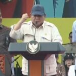 Presiden Prabowo Subianto berpidato dalam peringatan Hari Buruh Internasional (May Day) 2025 di Lapangan Monas, Jakarta Pusat, Kamis (1/5/2025). Foto: Ist